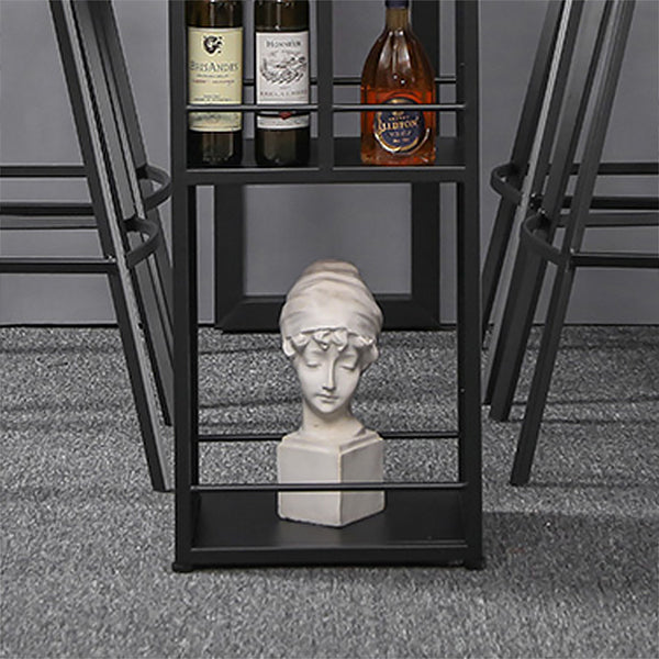 Modern Rectangle Stone Bar Table Set 1/3 Pieces Counter Table with Metal Stools