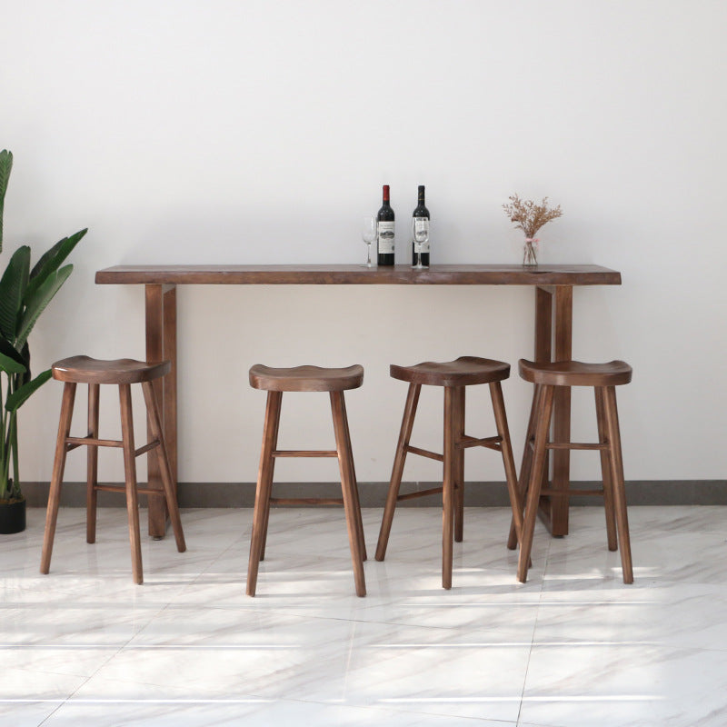 Rectangle Bar Table Set 1/2/4/5 Pcs Solid Wood Counter Height Dining Bar Table and Stools