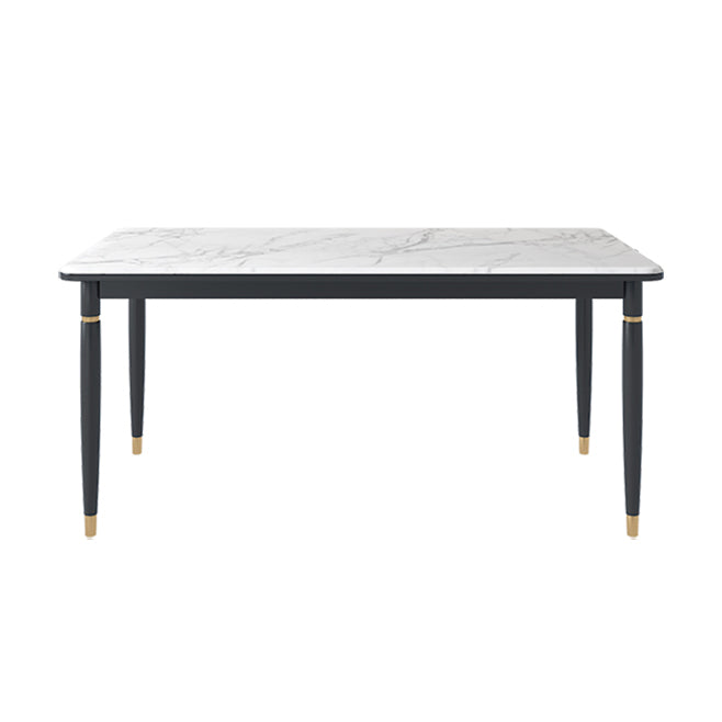 Modern 1/4/5/7 Pieces Dining Set Rectangle Black Base Dinette Set with Stone Top