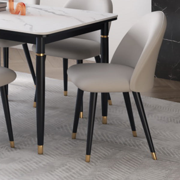 Modern 1/4/5/7 Pieces Dining Set Rectangle Black Base Dinette Set with Stone Top