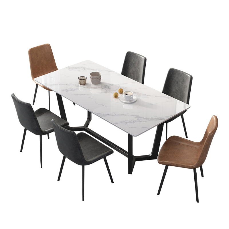 Rectangle White Dining Table Set 1/4/5/7 Pcs Modern Sintered Stone Dining Table and Chairs