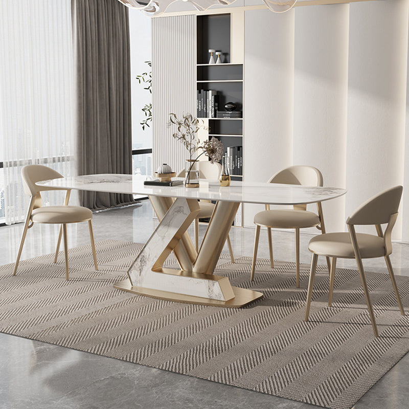 Nordic Sintered Stone Top Dining Set Rectangle 1/4/5/7/9 Pieces Dining Room Table Set