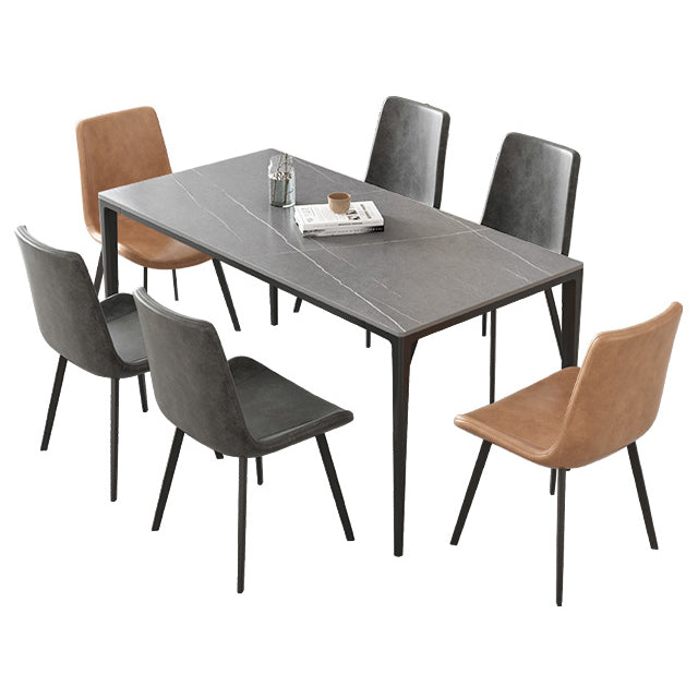 Contemporary Dining Table Set 1/4/5/7 Pcs Rectangle Dining Table with Armless Chairs