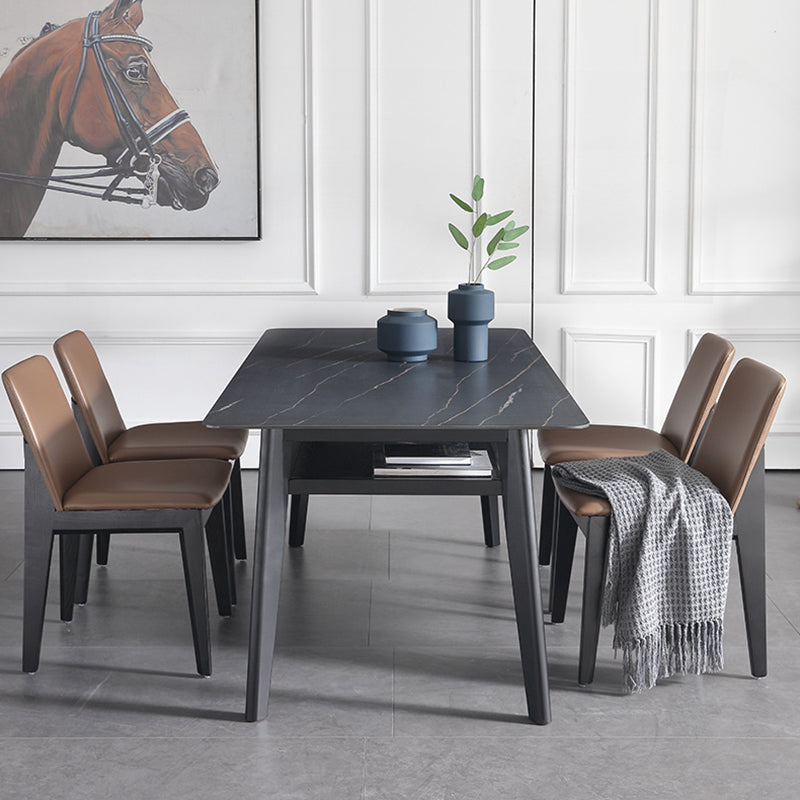 Modern Sintered Stone Top Dining Set Rectangle 1/2/5/7 Pieces Wooden Dining Room Table Set