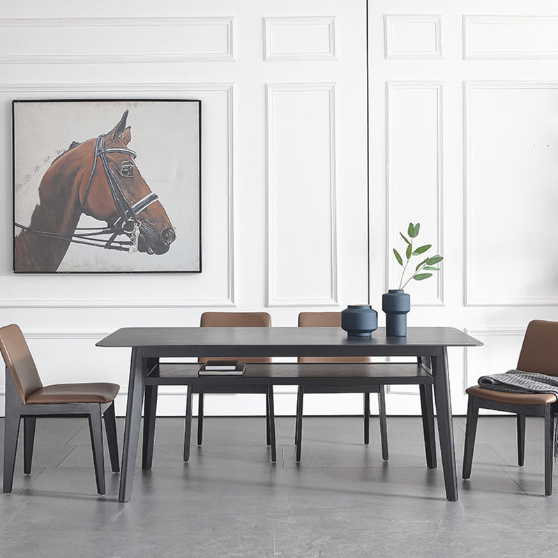 Modern Sintered Stone Top Dining Set Rectangle 1/2/5/7 Pieces Wooden Dining Room Table Set