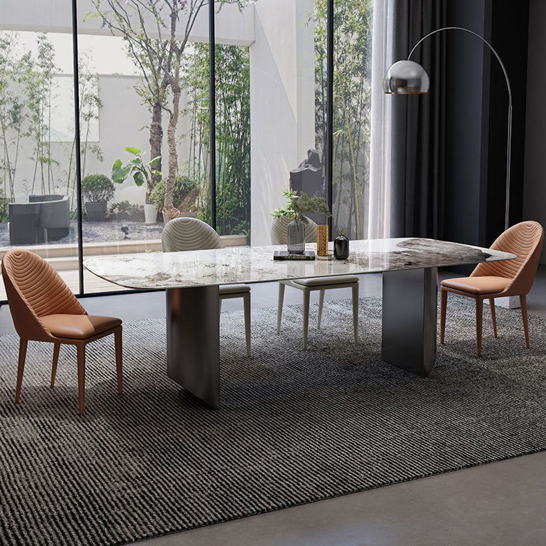 Modern Dining Set Stone 1/4/5/7 Pieces Dining Table with Leather Chairs for Indoor