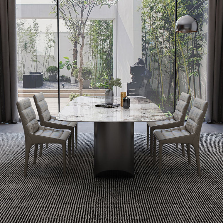 Modern Dining Set Stone 1/4/5/7 Pieces Dining Table with Leather Chairs for Indoor