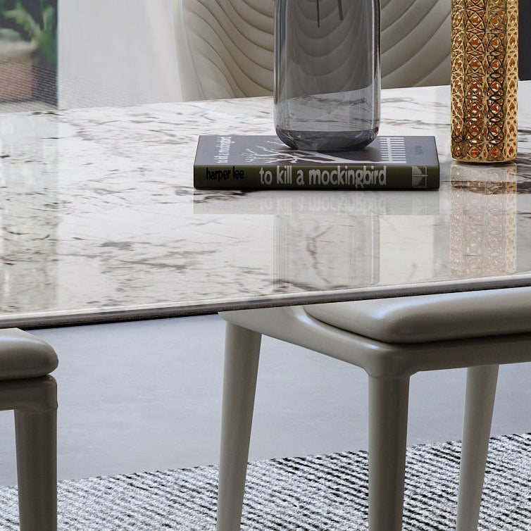 Modern Dining Set Stone 1/4/5/7 Pieces Dining Table with Leather Chairs for Indoor