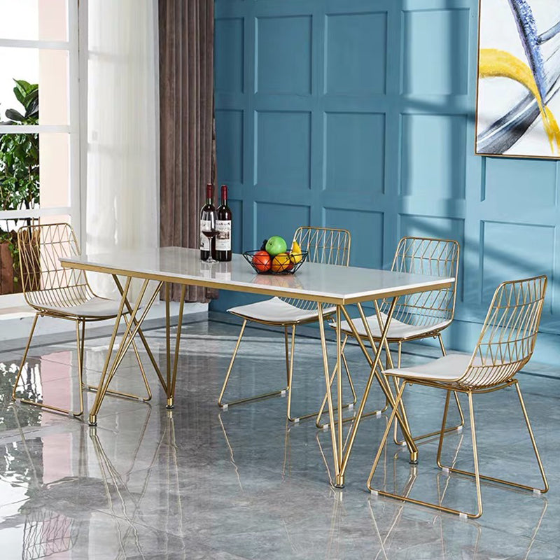 Glam 1/2/5 Pieces Dining Set Stone Top Dining Table with Chairs for Restaurant