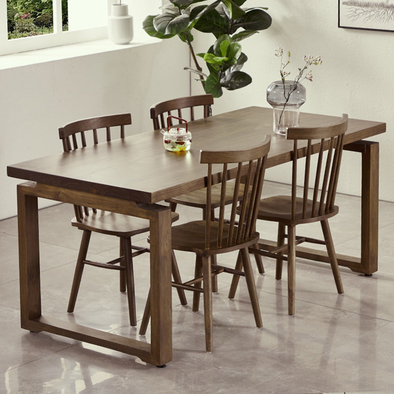 Modern 1/2/3/5 Pieces Dining Set Rectangle Double Pedestal Dinette Set in Natural