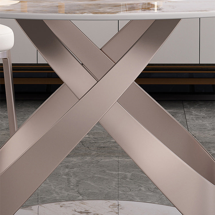 Contemporary Round Pedestal Dining Table Stone Matte Finish Table