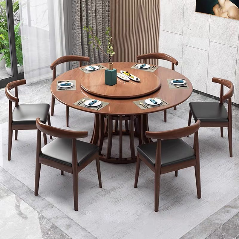 Rubberwood Solid Wood Table Round Dining Table for Kitchen Table