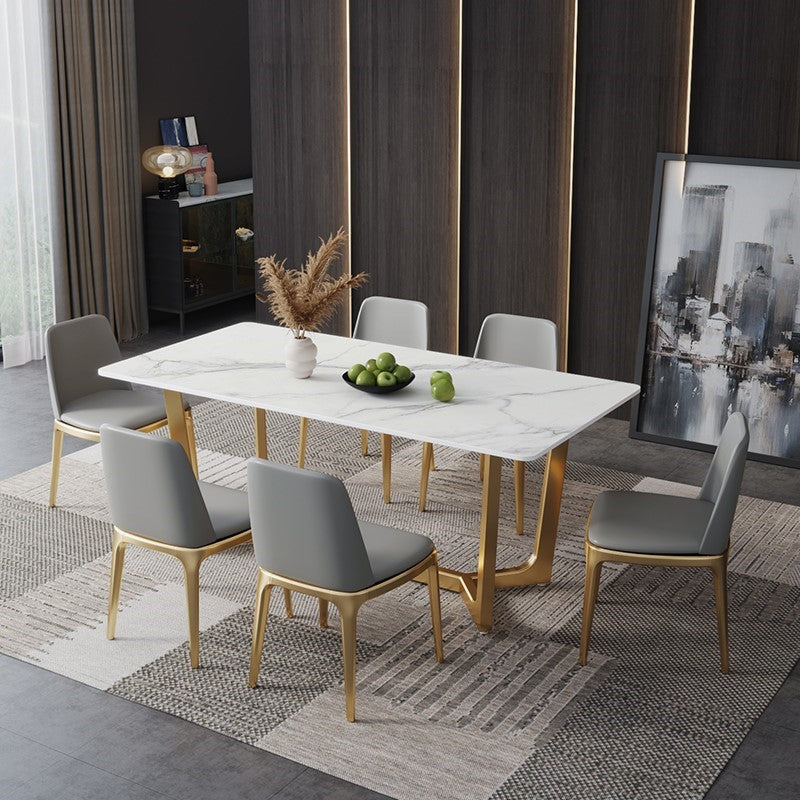 Sintered Stone Dining Table Industrial Dining Room Table with Trestle Base