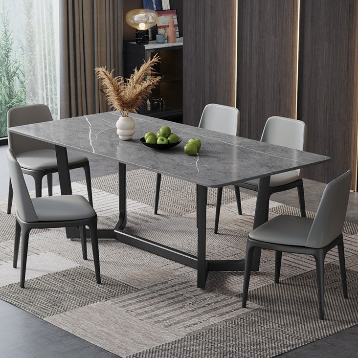 Sintered Stone Dining Table Industrial Dining Room Table with Trestle Base