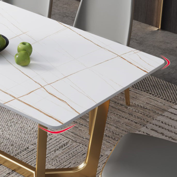 Sintered Stone Dining Table Industrial Dining Room Table with Trestle Base