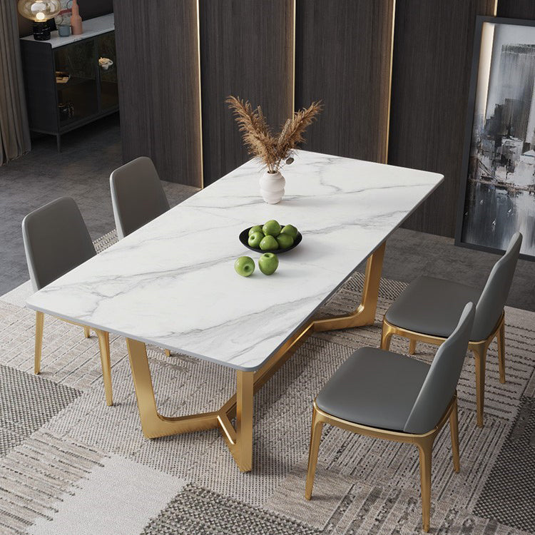 Sintered Stone Dining Table Industrial Dining Room Table with Trestle Base