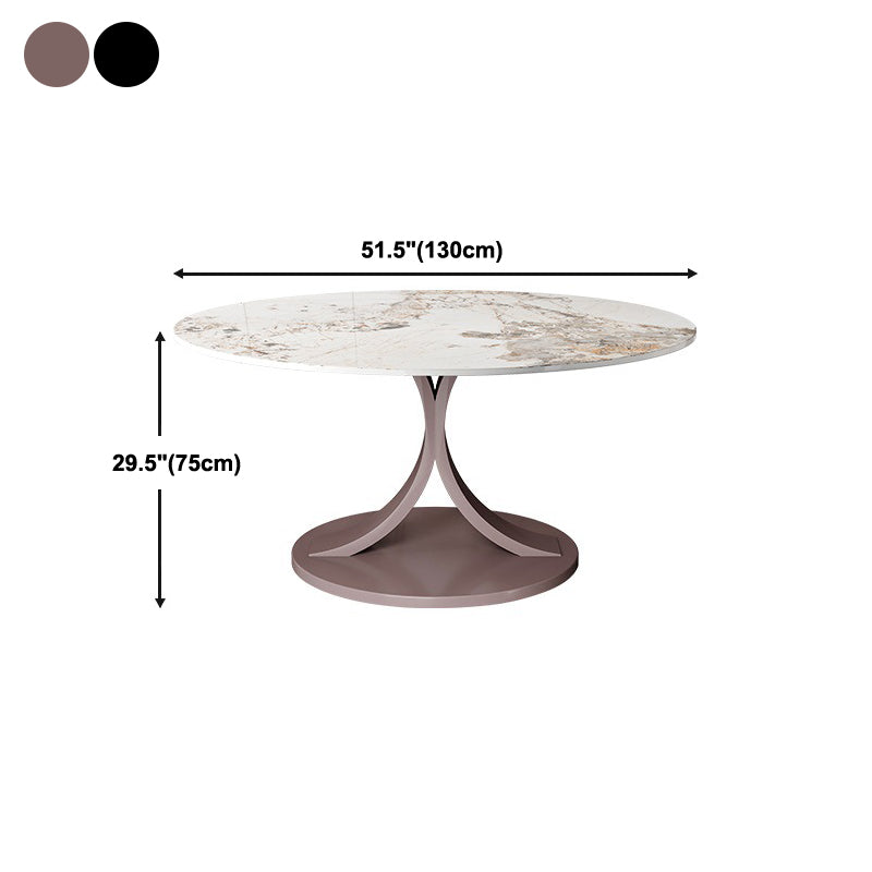 Round Sintered Stone Dining Table Modern Convertible Furniture with Pedestal Base