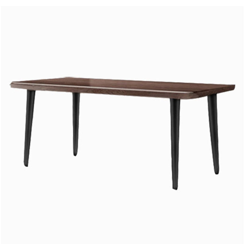 Natural-Brown Solid Wood Dining Table Rectangular Modern Furniture with 4 Legs