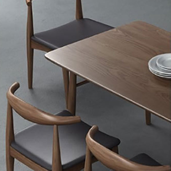 Natural-Brown Solid Wood Dining Table Rectangular Modern Furniture with 4 Legs