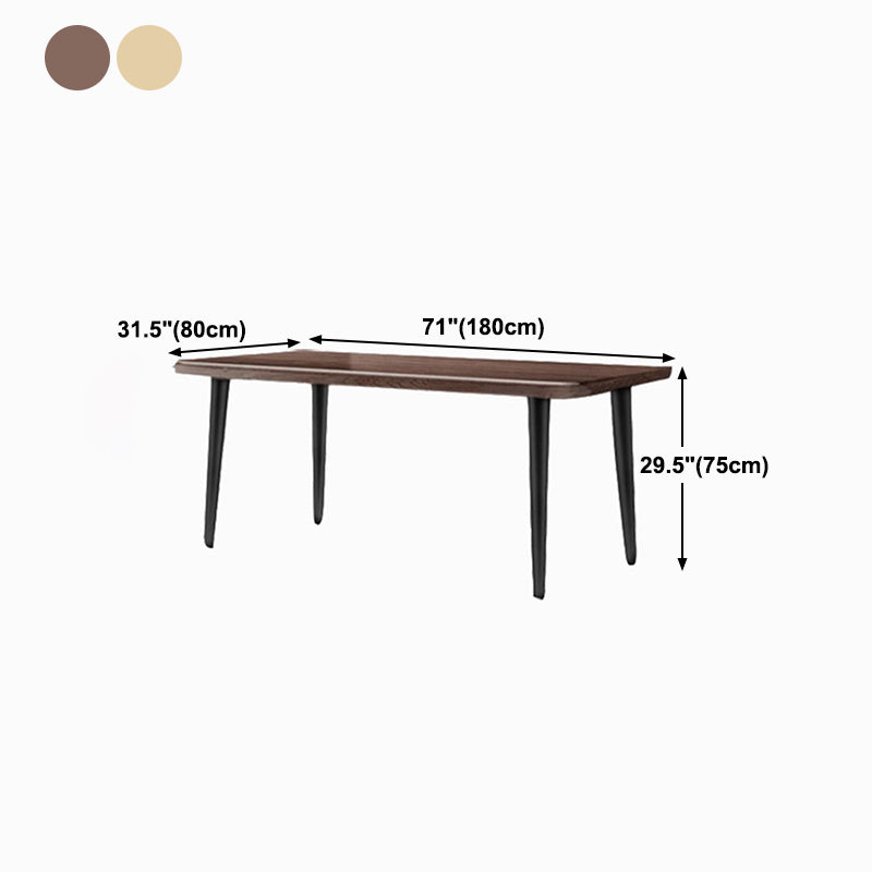 Natural-Brown Solid Wood Dining Table Rectangular Modern Furniture with 4 Legs