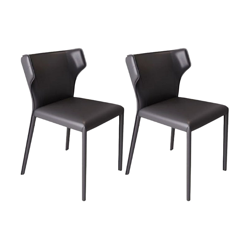 Faux Leather Armless Dining Chairs Modern Wingback Side Chair