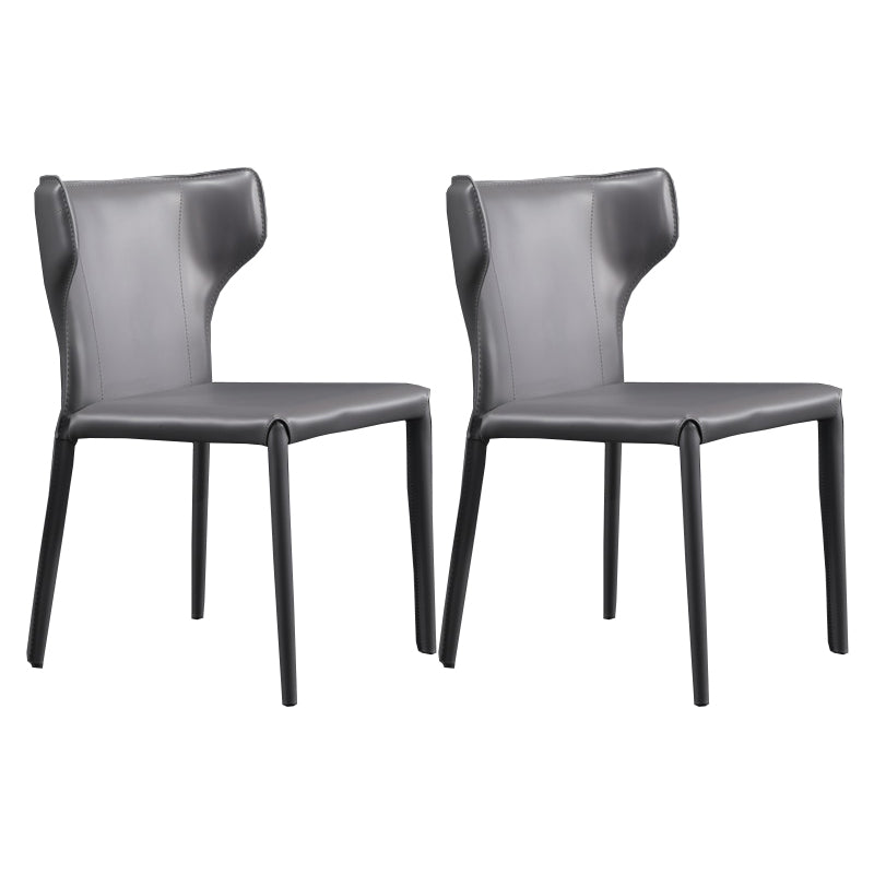 Faux Leather Armless Dining Chairs Modern Wingback Side Chair