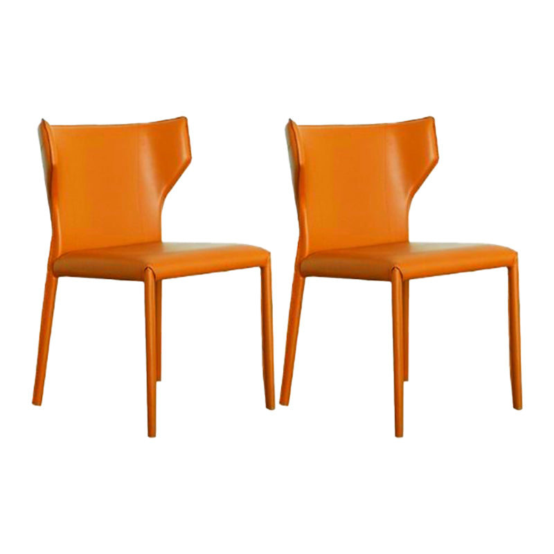Faux Leather Armless Dining Chairs Modern Wingback Side Chair