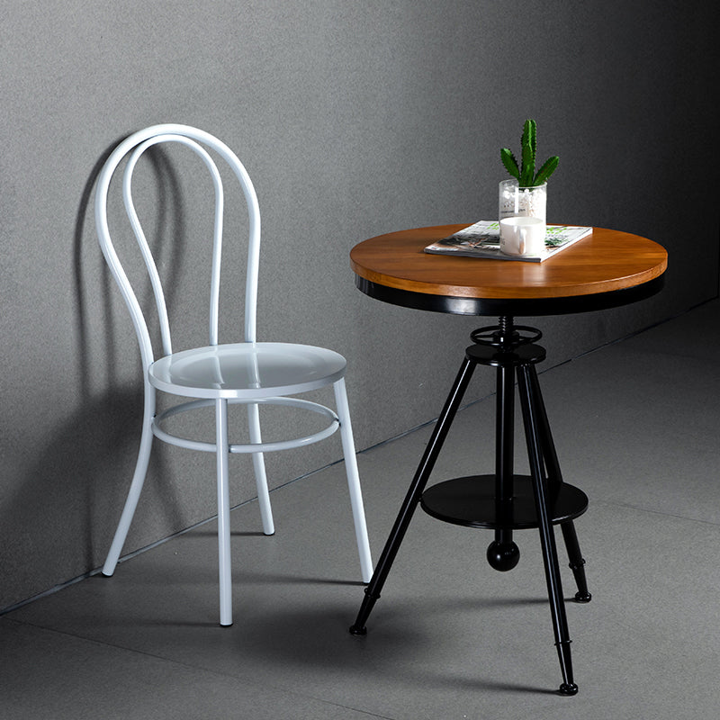 White and Black Dining Chairs Industrial Iron Armless Dining Side Chair