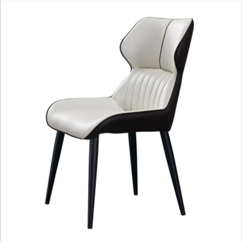 Faux Leather and Metal Side Chair Set Modern Dining Side Chair