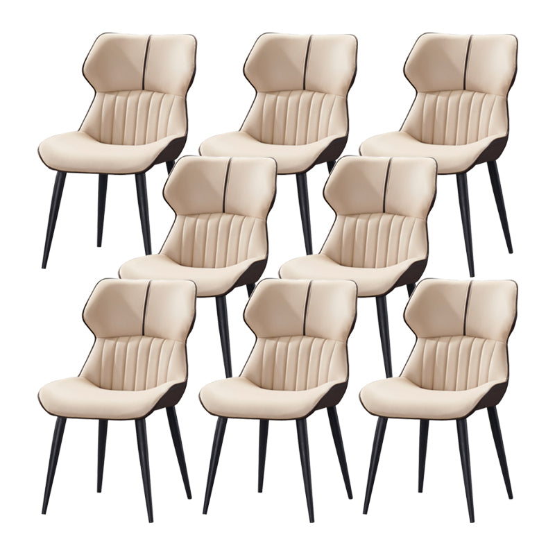Faux Leather and Metal Side Chair Set Modern Dining Side Chair