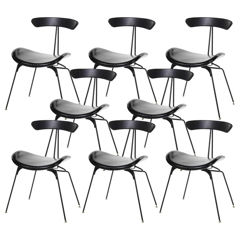 Black Iron Legs Dining Chairs Industrial Armless Dining Side Chair