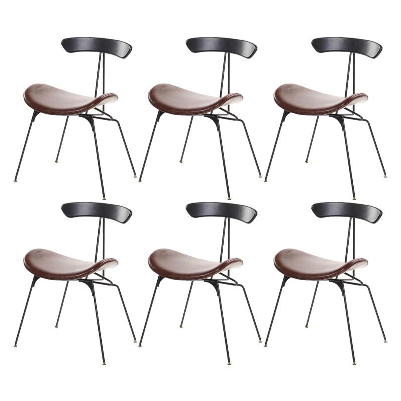 Black Iron Legs Dining Chairs Industrial Armless Dining Side Chair