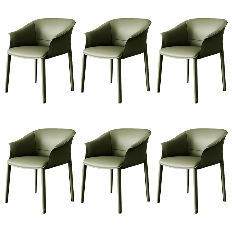 Contemporary Arm Dining Chairs Faux Leather Low Back Dining Side Chair