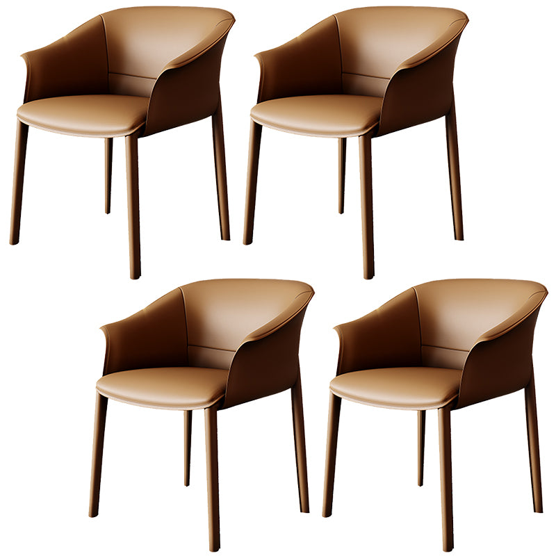 Contemporary Arm Dining Chairs Faux Leather Low Back Dining Side Chair