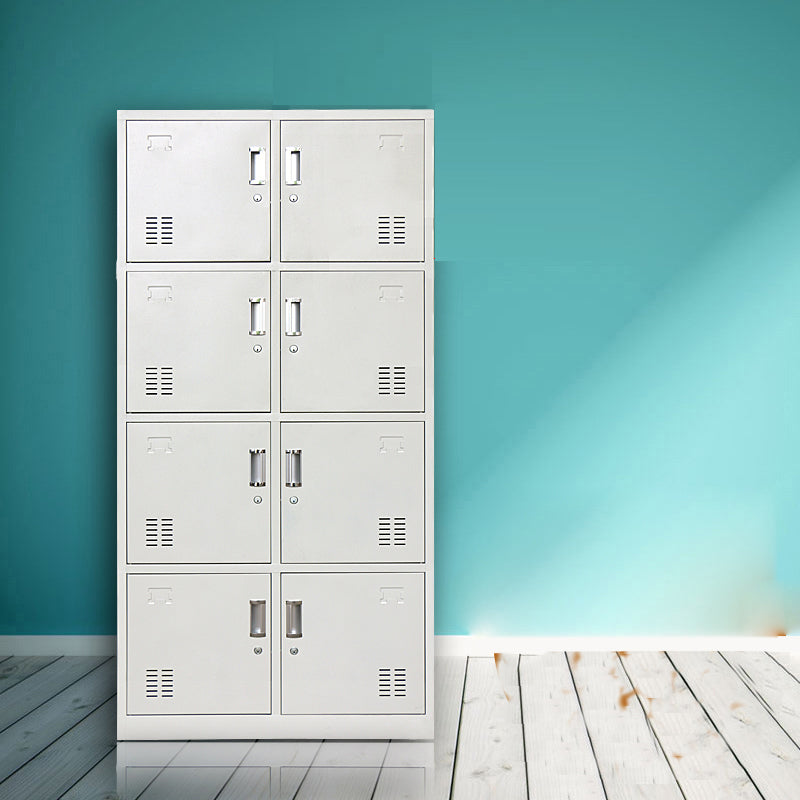 Gray Cabinet with Metal Door Modern Hinged Door Storage Cabinet for Home