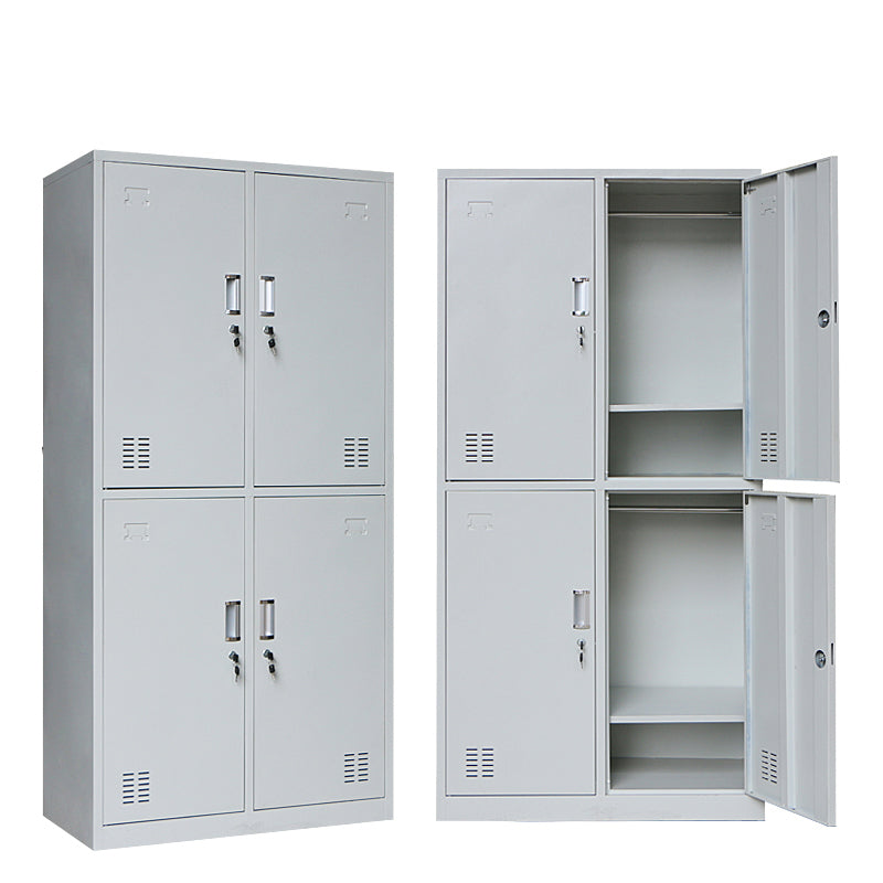 Gray Cabinet with Metal Door Modern Hinged Door Storage Cabinet for Home