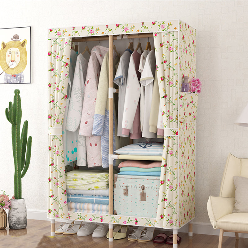 Modern Style Wardrobe Armoire Meringue Wood Frame Wardrobe,33.5"L x 17.7"W x 63"H