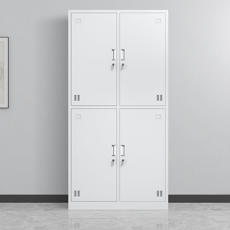 Contemporary Steel Storage Cabinet White Metal Hinged Door Cabinet