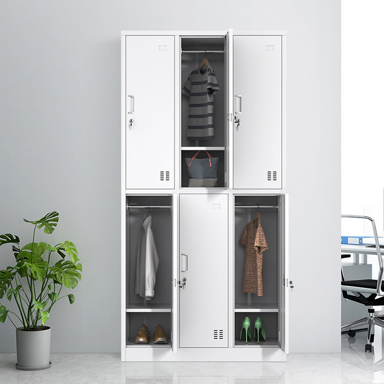 Contemporary Steel Storage Cabinet White Metal Hinged Door Cabinet