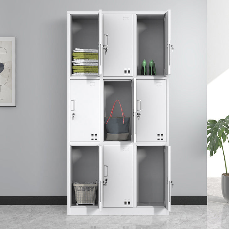 Contemporary Steel Storage Cabinet White Metal Hinged Door Cabinet