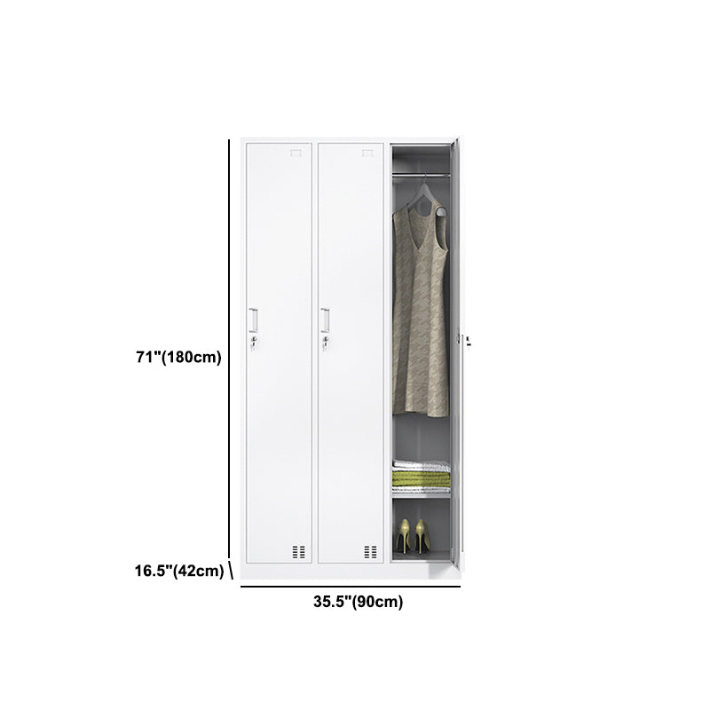 Contemporary Steel Storage Cabinet White Metal Hinged Door Cabinet