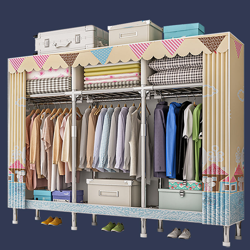 Stainless steel Frame Wardrobe Armoire Modern Home Wardrobe Cabinet