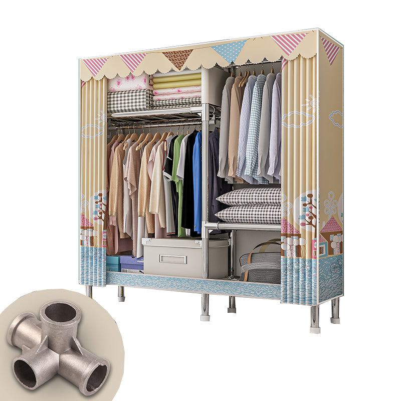 Stainless steel Frame Wardrobe Armoire Modern Home Wardrobe Cabinet