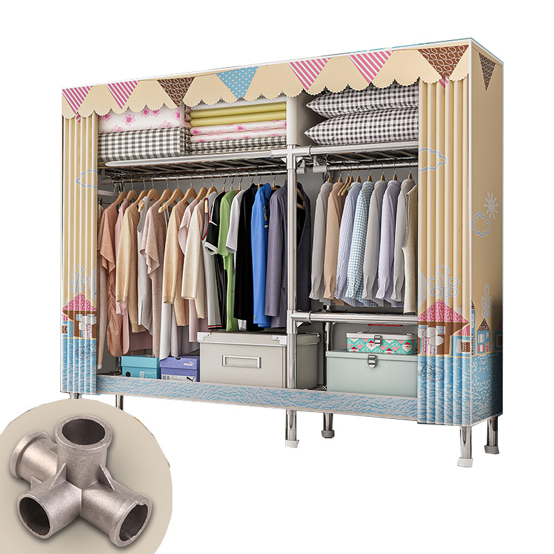 Stainless steel Frame Wardrobe Armoire Modern Home Wardrobe Cabinet