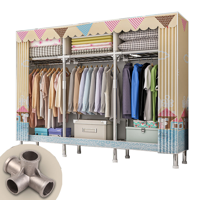 Stainless steel Frame Wardrobe Armoire Modern Home Wardrobe Cabinet