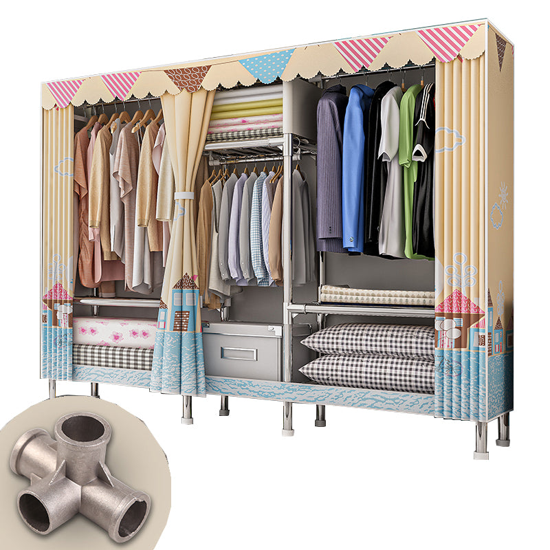 Stainless steel Frame Wardrobe Armoire Modern Home Wardrobe Cabinet