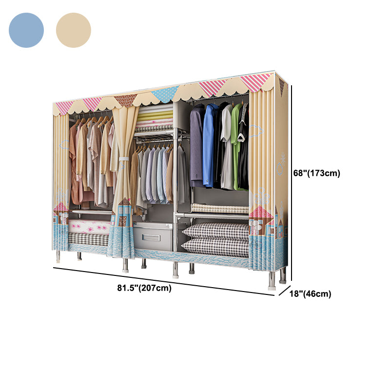 Stainless steel Frame Wardrobe Armoire Modern Home Wardrobe Cabinet