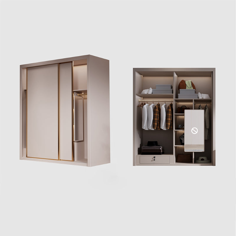 Engineered Wood Wardrobe Armoire Modern Style Wardrobe with Mirror