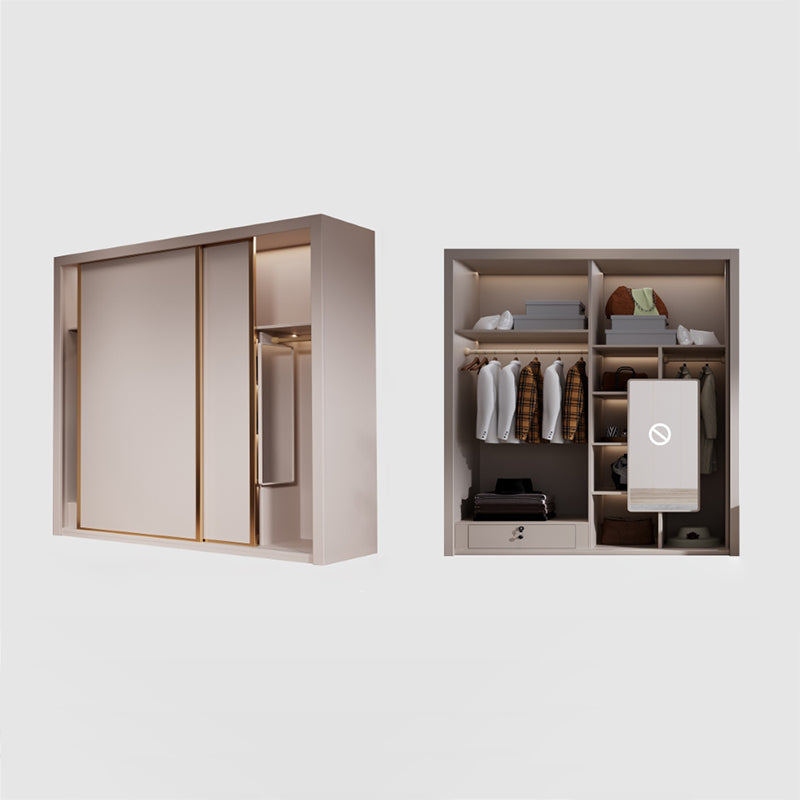 Engineered Wood Wardrobe Armoire Modern Style Wardrobe with Mirror