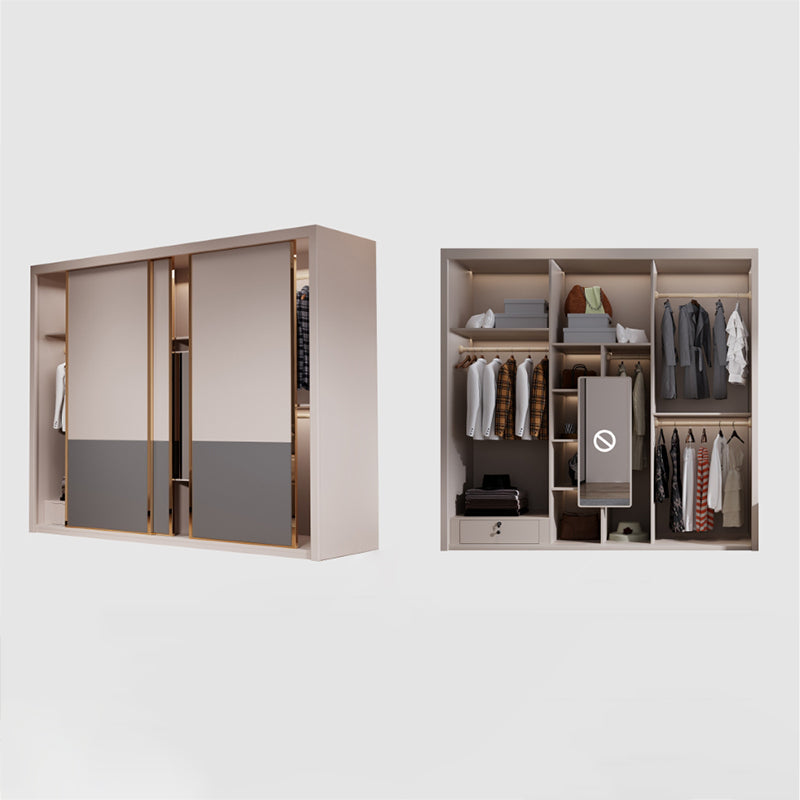 Engineered Wood Wardrobe Armoire Modern Style Wardrobe with Mirror